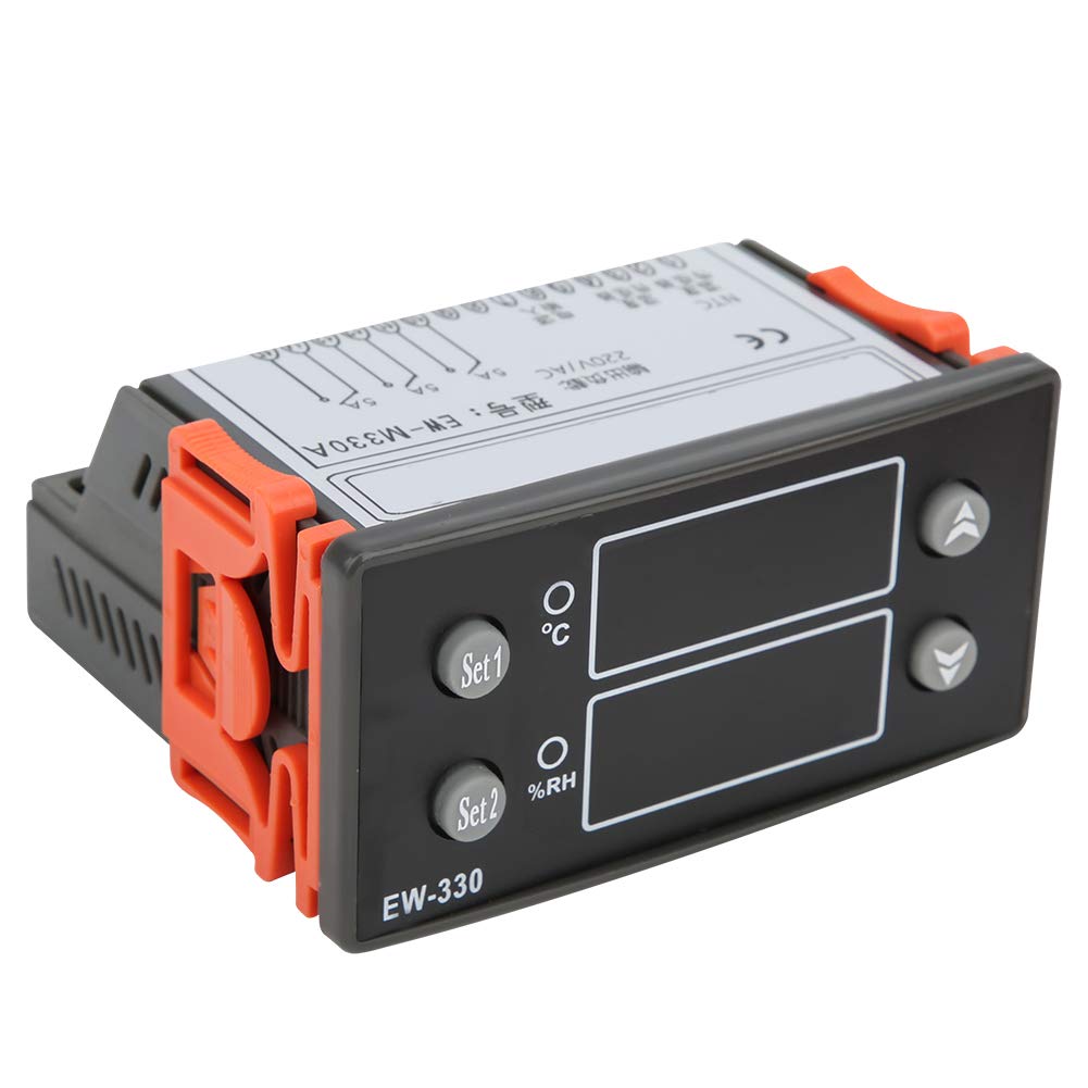 Controlador digital de temperatura y humedad EWM330A - Termostato con pantalla LED dual de 220 V CA con modos de calefacción, refrigeración y deshumidificación - Rango de control