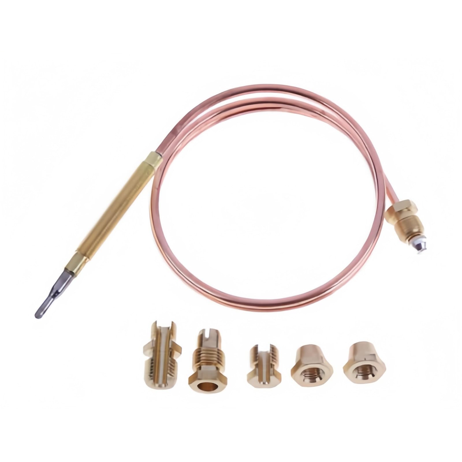 Msioytog Sensitivity Stove Thermocouple 150cm Coppers Temperature Probes 5 Adapter Nut Pack Brass Thermocouple for Grill