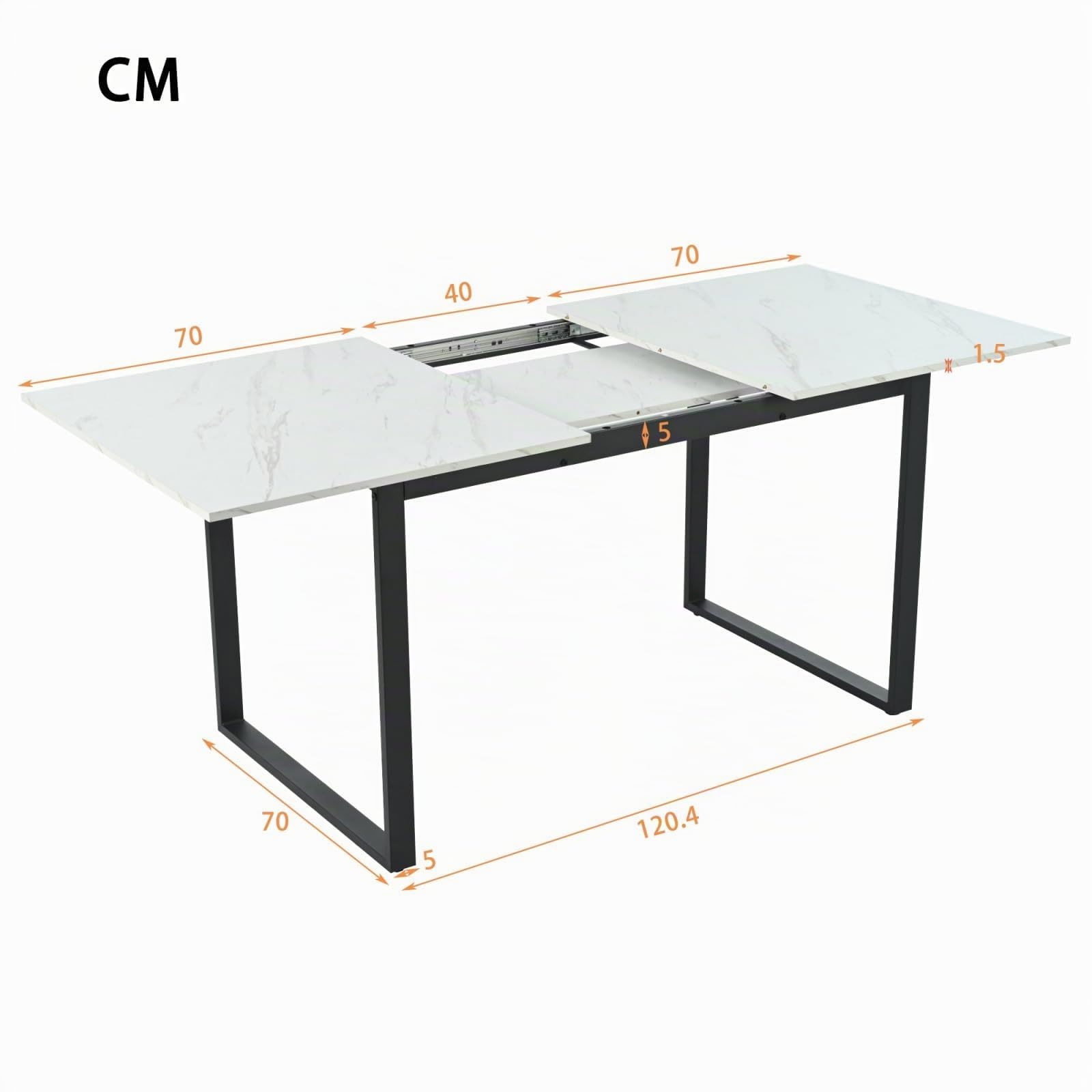 PUGSDRLY table à manger extensible 140/180 x 80 x 75 cm - cuisine - plateau MDF blanc - double utilisation maison/bureau