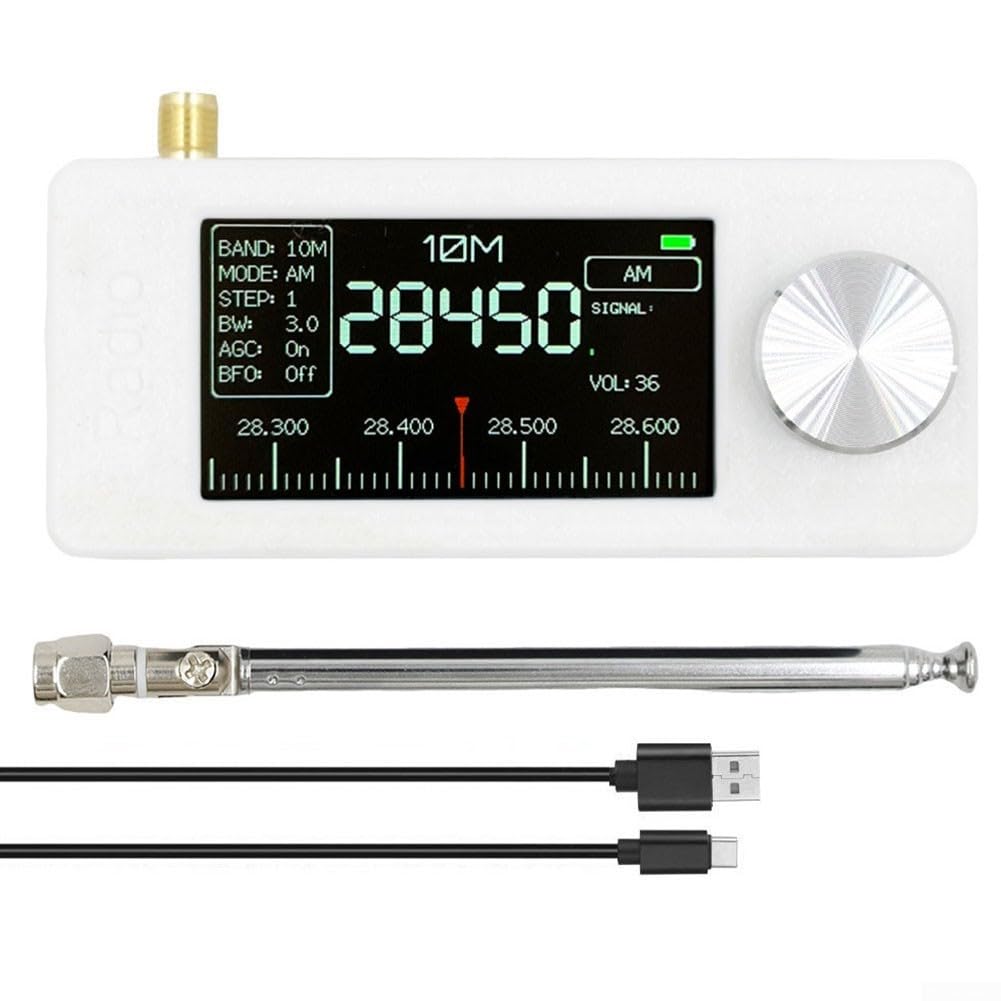 Radio SI4732, tamaño de bolsillo 0.5-108MHz Receptor con pantalla IPS y conector para auriculares (negro)