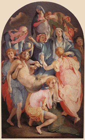 Peinture à l'huile Deposition 1528 Jacopo Pontormo pour habiller un grand mur vide 36x48