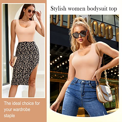 Irisnaya Shapewear Bodysuit Scoop Neck Tank Tops For Women Tummy Control Waist Trainer Vest Full Body Shaper (Xl, Apricot) #TOP4