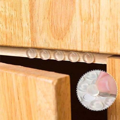 Self Adhesive Cabinet Door Bumpers 100 Pcs 1/2” Diameter Clear Adhesive Bumper Pads Quiet Gel Bumpers Transparent Rubber Feet Wall Protectors for Drawers Glass Tops Picture Frames Small Furniture