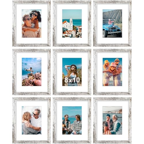 Vittanly 8x10 Picture Frames Set of 9, Shatter Resistant Plexiglass,