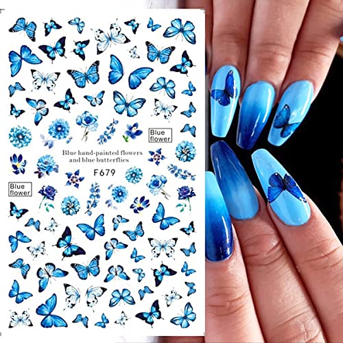 7 Sheets Butterfly Nail Art Stickers Decals 3D Self-Adhesive Colorful Flower Nail Decals Rose Blossoms Lavender Butterfly Leaf Nail Supplies For Women Girls Nail Art Diy Manicure Decorations #TOP2