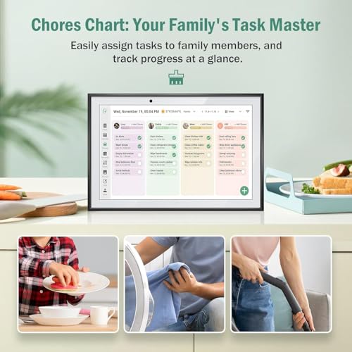 WiFi Digital Calendar Smart Family Planner,Chore Charts, Achievement Rewards, AI Meal Planning, Smart Touchscreen Interactive Display for Schedules and Cloud Photo Desk Calendar Refills, 10.1'' Black — view 3