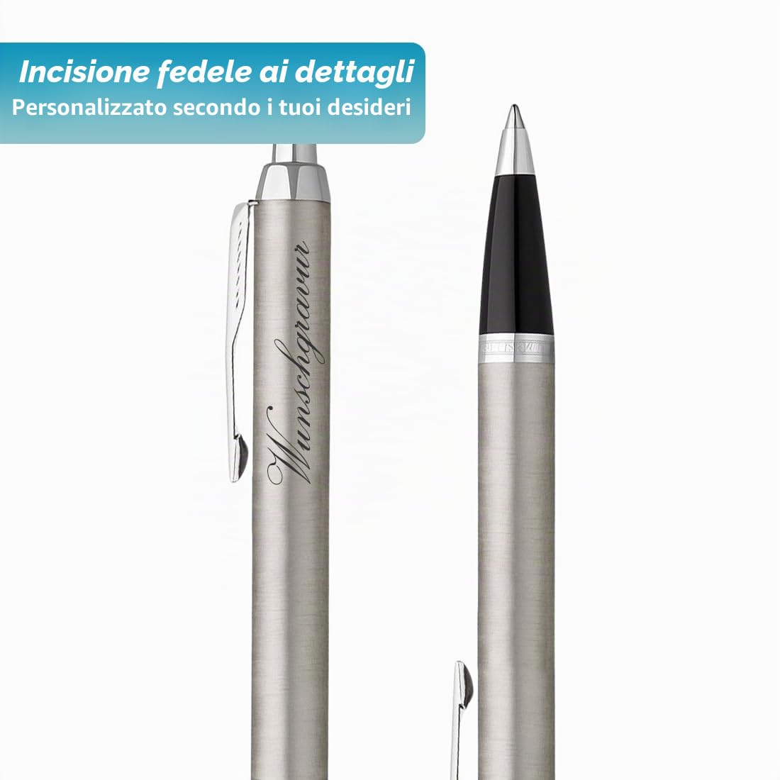 Parker IM - Sferica a pressione con incisione, metallo d'oro, mina blu grande, custodia regalo, prod. tedesca, alta qualità ed elegante, idea regalo perfetta