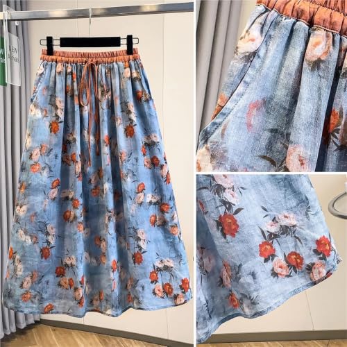 Jupe à fleurs taille élastique ample pour un confort sans serrer - 6