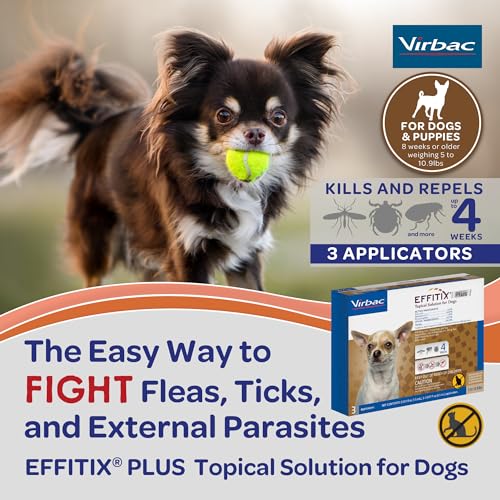 Effitix Plus Topical Solution for Dogs – for Dog Flea and Tick for Toy Dogs (5-10.9lbs), 3 Doses, Waterproof Topical Prevention (by Virbac) Effitix Plus Topical Solution for Dogs – for Dog Flea and Tick for Toy Dogs (5-10.9lbs), 3 Doses, Waterproof Topical Prevention (by Virbac)