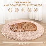 Peelanmall Heizmatte für Hunde und Katzen 40 x 40 cm, Innenwärmematte USB Lade Haustier Heizdecke 28 ℃ Konstante Plüsch-Haustier-Heizkissen, Katze Heizdecke, Weich & kuschelige Katzendecke (Khaki)