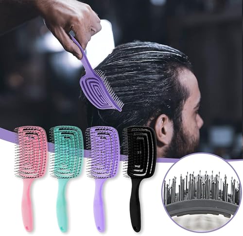 Image of Curved Vented Hair Brush for Fast Blow Drying, Professional Detangling Styling Brush for Wet & Dry Curly, Thick, Straight Hair for Women & Men (black)