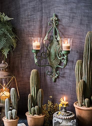 Candelabro de pared verde para iluminar el salón con estilo retro 5