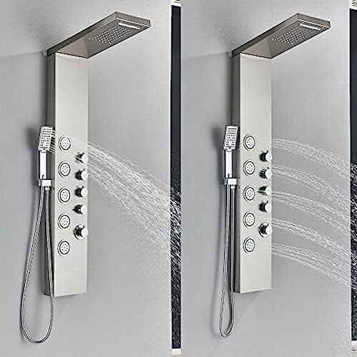Sistema de columna de ducha de acero inoxidable con cabeza de ducha tipo lluvia y 6 funciones con jets para el cuerpo miniatura 3