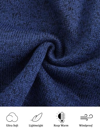 Dolcevida Suéter feminino de manga comprida de lã com zíper, jaqueta salpicada com bolsos, Azul mari
