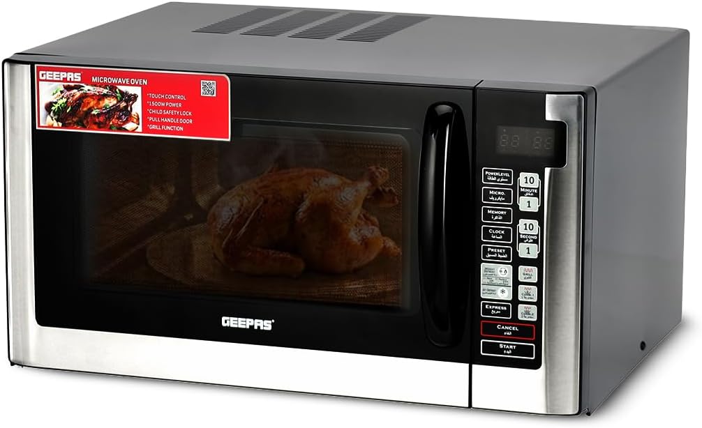 GMO1898 1000W Digital Microwave Oven with 10 Power Levels, 45 Liter Capacity, Grey"Min 1 year manufacturer warranty"