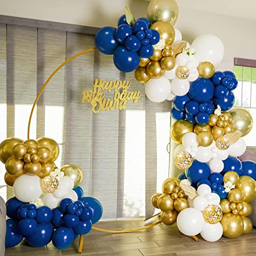 Image of CANREVEL 127pcs Navy Blue Gold Balloons Garland Kit White Gold Confetti Balloons Arch Kit for Birthday Party Baby Shower Wedding Graduation Prom Decorations