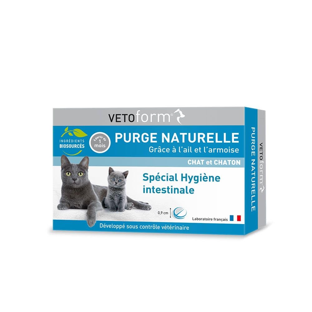 Vetoform Purge Naturelle Chat et Chaton 20 Comprimés
