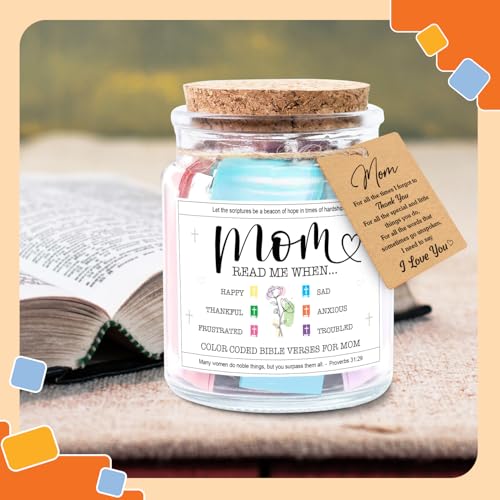 Image of NewEleven Mom Gifts From Daughters Son on Mother Birthday, Bible Jar, Christian Gift for Wife, Thank You Gift Decorative Inspirational Scripture Jar with 92 Bible Verses