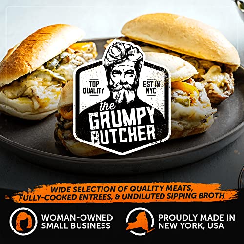Grumpy Butcher Chicken Sandwiches (8 Pack, Each 4 Oz) | Pulled Chicken With Caramelized Onions & Cheese | Fully-Assembled On Premium Bun | Just Heat & Eat #TOP6