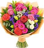Homeland Florists Fresh Flowers - Superb Mixed Flower Bouquet with Red Naomi Rose - Handwritten Gift Card - Birthday, Anniversary & Thank You