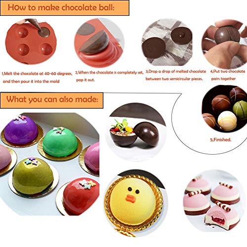 Semicircle Silicone Mold,Shxmlf Half Sphere Chocolate, Candy and Gummy Mold Teacake Bakeware Set for Cake Decoration Mousse Dome Jelly Ice Cream Bombe Cupcake Baking Mold, Assorted Size,Set of 4 - Thumbnail 4