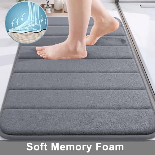 Image of Buganda Memory Foam Bath mat Soft Non Slip Absorbent Rugs mats Black Extra Large Carpet Runner for Bathroom Shower Floor Kitchen toilt Plush Velvet Long Super 24 17 inch.