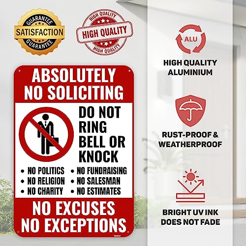 1pc no soliciting sign for home 10 x 7 inches - aluminum - do not knock please dont ring doorbell - no silication solicitors soliciting sign for front door home house