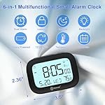 Geevon Small Travel Alarm Clock, Digital Alarm Clocks for Bedrooms Home Office, Battery Operated Desk Clock with 3 Inch Large Display, 2 Alarms, 5s Backlight, Snooze, Indoor Temperature, Black - Image 2