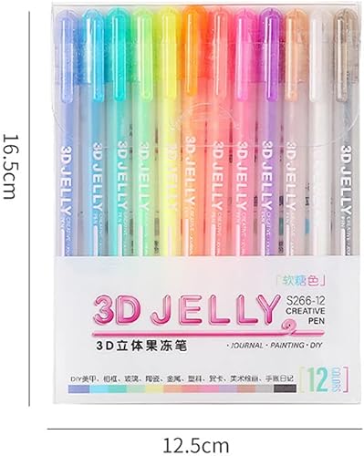 Miniatura 9 de Juego de bolígrafos de gelatina 3D, bolígrafos de gel adecuados en vidrio para bricolaje, pintura, dibujo, colorear, plástico (6 colores)