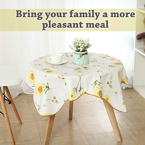 Uxcell Vinyl Plastic Tablecloth For Square Tables 35" X 35" Flower Printed, Wedding/Restaurant/Parties Tablecloth Decoration, Water Oil #TOP2