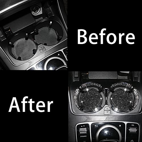 Bling Cup Holder Coaster For Car, 2Pcs Anti-Slip Shockproof Cup Coasters, 2.75 Inch Universal Fashion Rhinestone Mat, Vehicle Insert Crystal Pad, Auto Interior Accessories For Women #TOP4