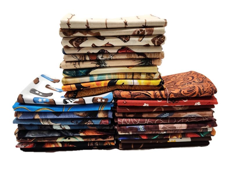 10 Fat Quarters - Assorted Western Cowboys Old West Out West Horses Rodeo Horse Lasso Boots Horseshoes Classic Quality Quilters Cotton Fabric Bundle M221.11 - Image 8