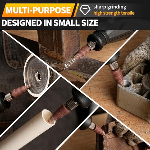 20Pcs 1/8\" Shank 80 Grit Mounted Point Abrasive Cone Shape Sandpaper Deburring Sanding Polishing Flap Wheel Rotary Tool for Grinding and Polishing 3x12mm - Thumbnail 6