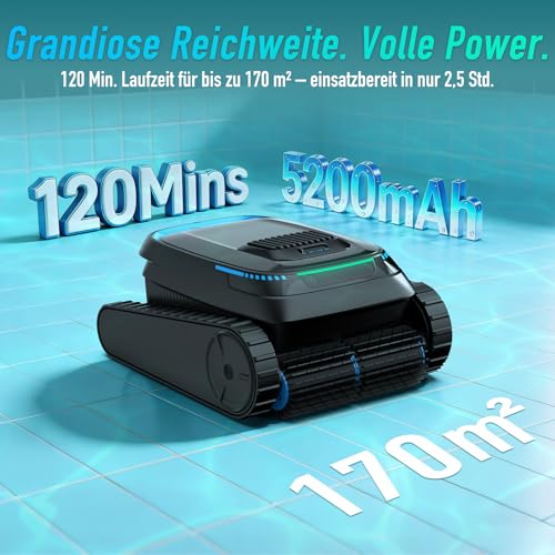 Image of PC10 Pool Robot, Battery Wireless, Pool Robot Floor and Wall, Waterline, Intelligent Navigation, 120 Minutes Running Time, Wall Climbing, Pool Cleaner for Pools up to 170 ㎡ | PC10 Wireless Pool Robot 18927 LPH, Intelligent Navigation, Wall Climbing, Pool Cleaner for Pools up to 170 ㎡