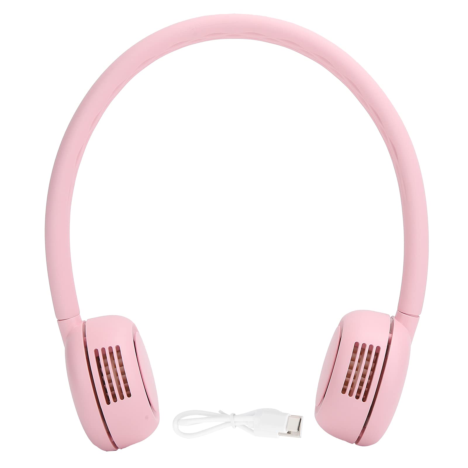 Fanless Hanging Neck Fan Adjustable USB Charging Silent Fan (Rose 2000mah)
