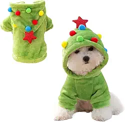 ANIAC Roupa de Natal para cães pequenos de lã quente com capuz, roupas de cachorro para meninas, meninos, Papai Noel, fantasia de animal de estimação para gatos, moletom de inverno e cachorro para o