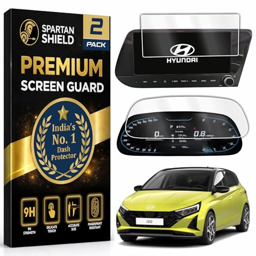 Image of Spartan Shield {2 PACK} SCREEN GUARD For NEW HYUNDAI i20 2024+ || INFOTAINMENT + INSTRUMENT Cluster Protector || Anti Scratch | HD Clarity | Water Resistant || Hyundai Digital Touch Screen Accessory 2026 [Not Tempered Glass] (10-inch Combo)