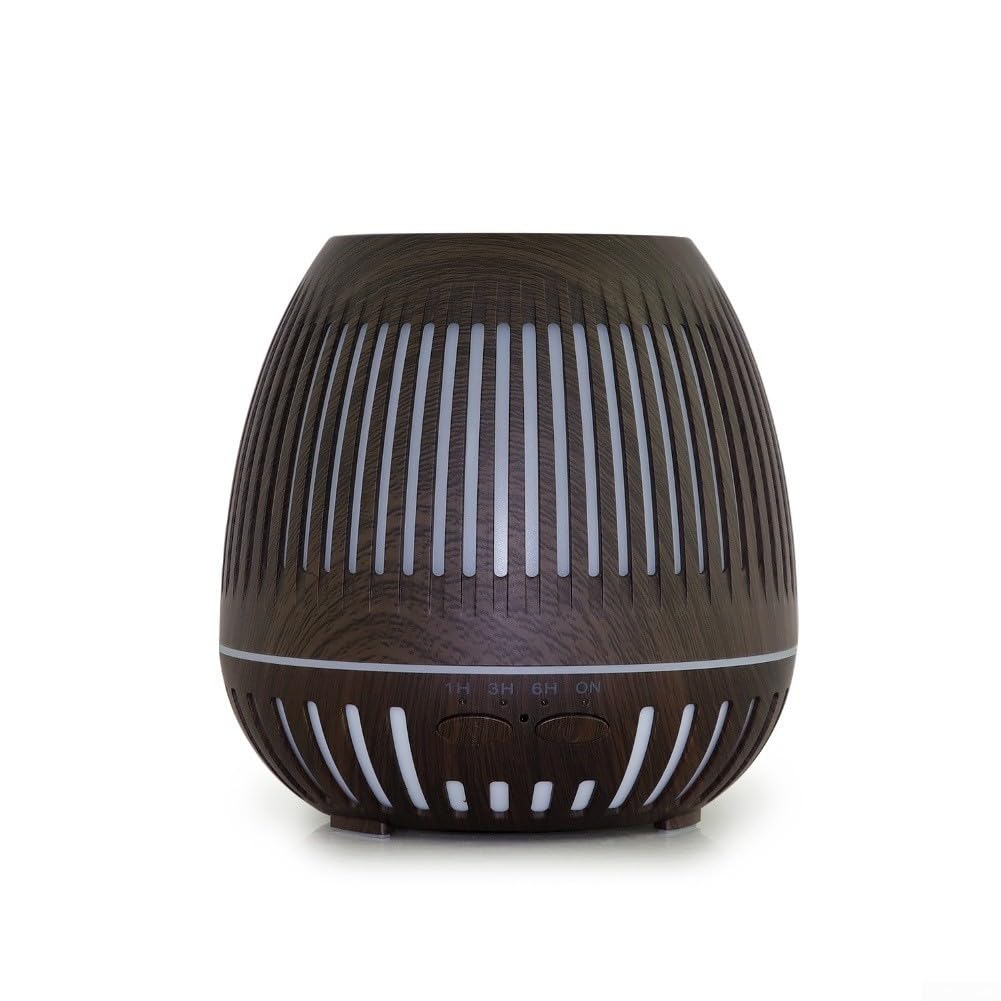 Humidificateur USB 400ml en bois sombre avec veilleuse pour bureau