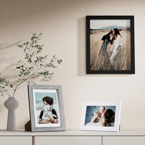Image of Vittanly Picture Frames Set of 10, Picture Frames Collage Wall Decor with Two 8x10, Four 5x7, and Four 4x6 Photo Frames, Gallery Wall Frame Set for Wall or Tabletop Display, Black, Grey and White