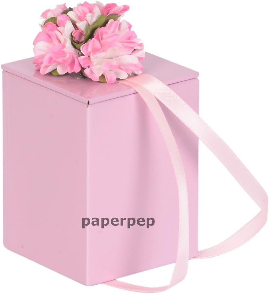 Paper Pep Packaging Collection Plain Tin Boxes 6X6X8CM Light Pink (Pack of 6)