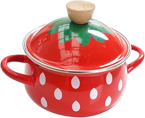 GIUIN Macetas esmaltadas para sopa de fresa roja quemador de cocina disponible en binaural para el hogar