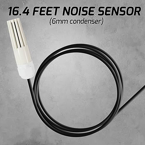 Dezibelmessgerät, 13 Zoll, wandhängendes Schallpegelmessgerät, Datenlogger, Geräuschmessgerät mit 16,4 Fuß Schallsensor, akustisches und visuelles Alarmschallmessgerät