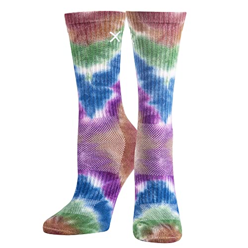 Image of Odd Sox - Basix Unisex Tie Dye Collection Crew Socks - Soft Cotton Blend, Breathable Cushioned Fit, Medium & Large Sizes