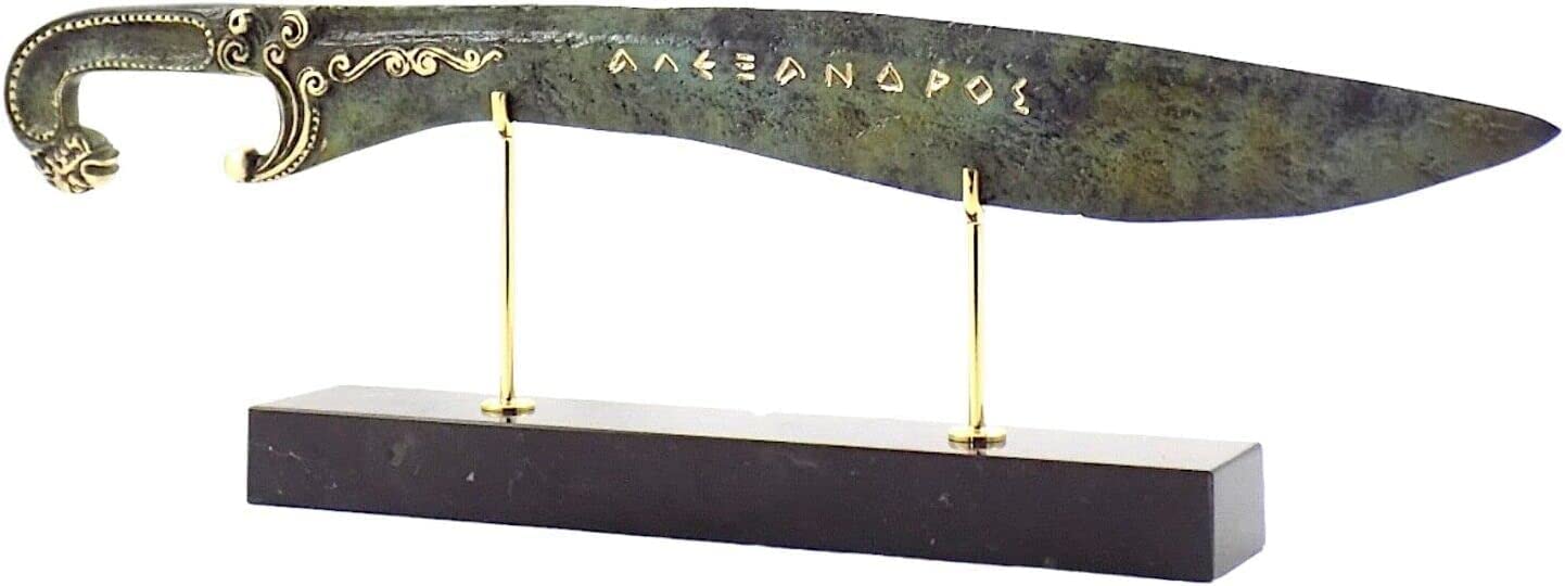 Gran Espada de Alejandro Antiguo Griego Real Bronce Metal Arte Escultura Verde