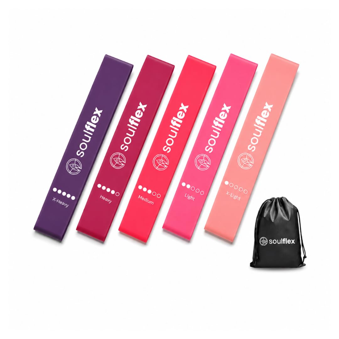 Soulflex Imported Resistance Band | Mini Loop Band for Exercise | Stretch Exercise Band for Glutes | Thera Band for Fitness, Training & Strength & Conditioning (Set of 5 - Vibe Edition)-image-48