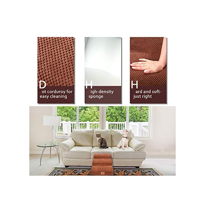 Pawchop Dog Steps for Bed, 3 Steps Pet Stairs with Non-Slip Washable Cover, 57x40x40cm High Density Foam Dog Ramp for Bed and Sofa, Stairs & Steps for Small Dogs and Cats - Brown - Image 6
