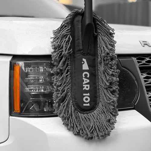 Image of CAR101 Daily Use Twisted Loop Microfibre Car Duster | Pack of 2 | Microfibre Bristles| Scratch-Free Cleaning|Ergonomic Grip Handle|Reusable Car Cleaning Brush|Easy Dust Removal for Car & Bike - Grey