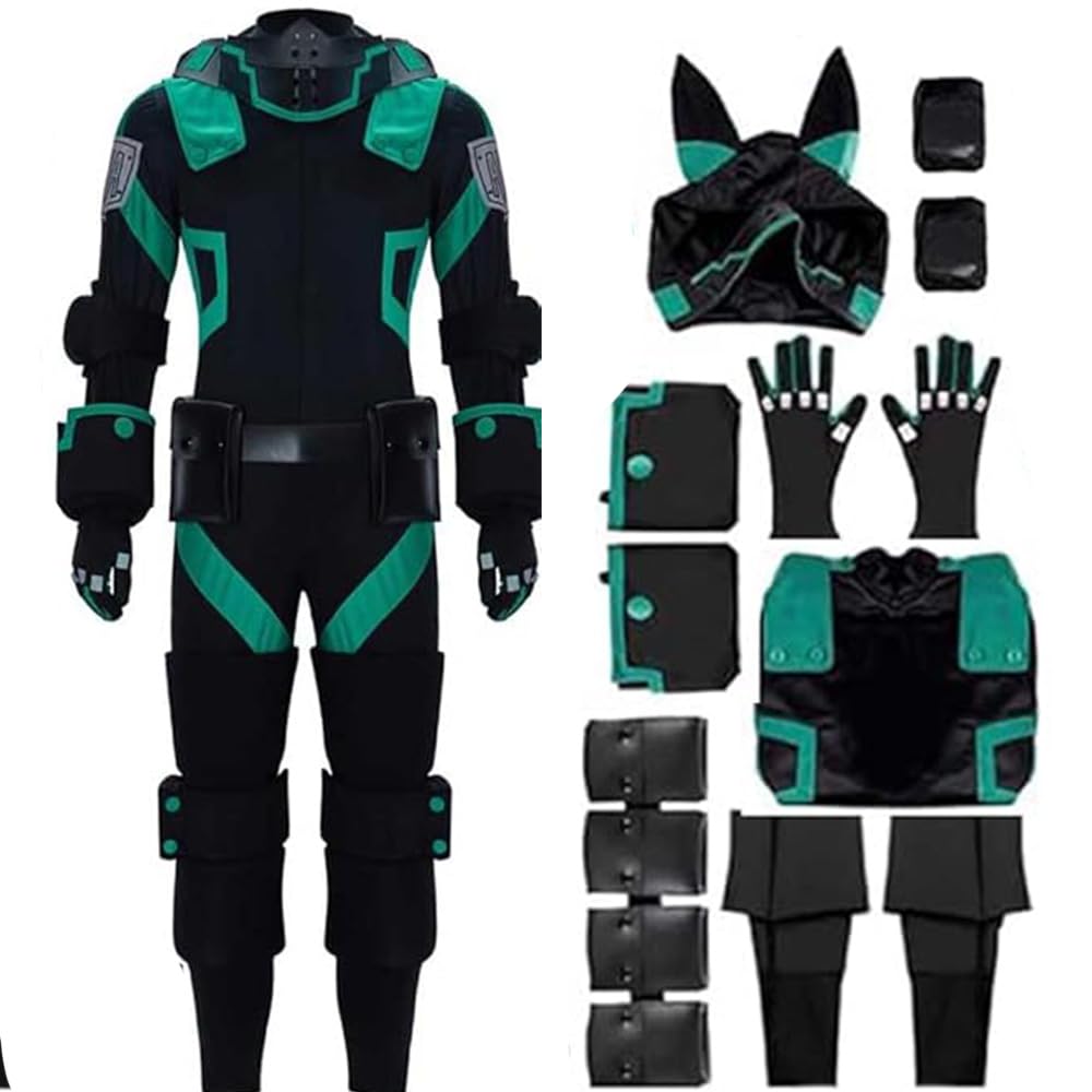 Men Costume Outfit Uniform Black Jumpsuit Full Set Halloween