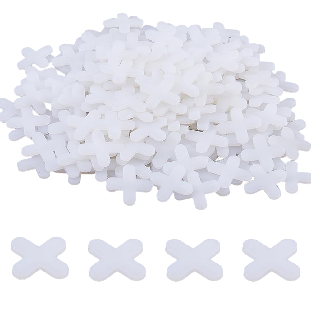 SUPERFINDINGS About 900-1000PCS Tile Leveling System Spacer 6mm/0.24" Space Tiles Leveler Spacers White PE Plastic Cross Replaceable Levelers Floor Tiles Installation Leveling Tools, 23x23x2.5mm
