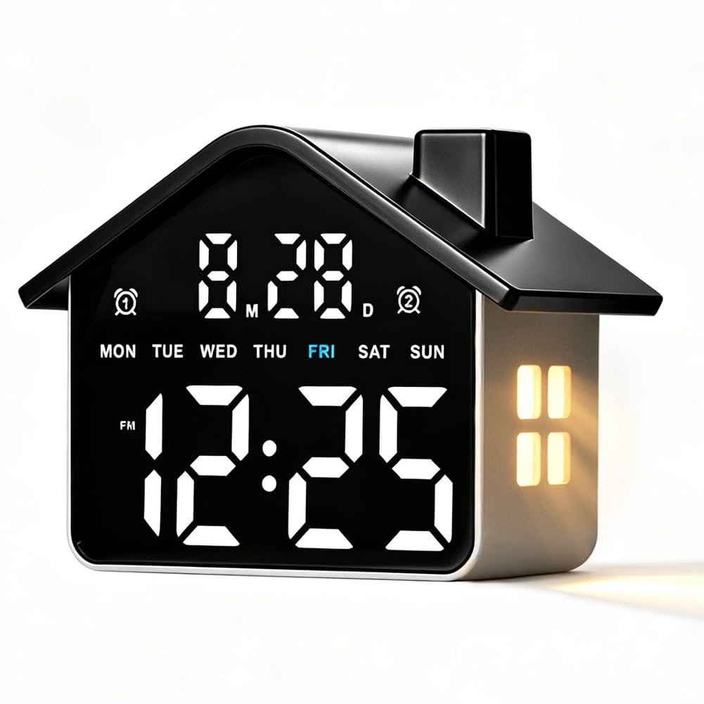 Reloj despertador digital de doble alarma con fecha y día de la semana